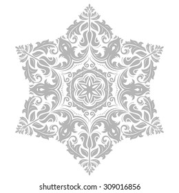 Damask vector floral pattern with oriental elements. Abstract traditional gray ornament