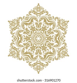 Damask vector floral pattern with oriental golden elements. Abstract traditional ornament