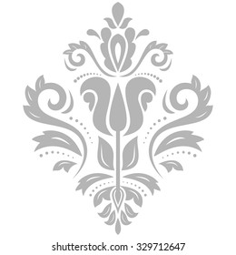 Damask vector floral silver pattern with oriental elements. Abstract traditional ornament