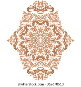 Damask vector floral vertical colored pattern with oriental elements. Abstract traditional ornament