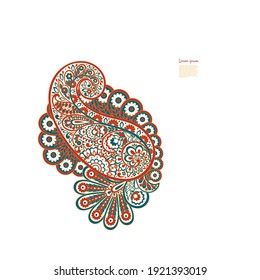 Ornamento aislado de Damask Vector Paisley Floral