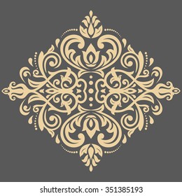 Damask vector pattern with oriental golden elements. Abstract traditional ornament