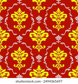 damask vector seamless pattern. Ornate Damask flower ornament. Vector classical luxury old fashioned damask ornament, royal victorian seamless texture for wallpapers, textile, wrapping
