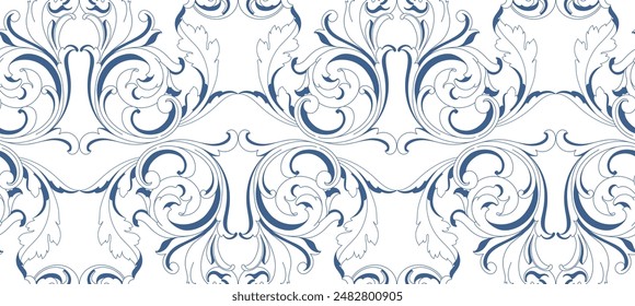 Damask vector seamless pattern. Vintage, paisley elements. Traditional, Turkish motifs. Great for fabric and textile, wallpaper, Black and white pattern. Tribal background