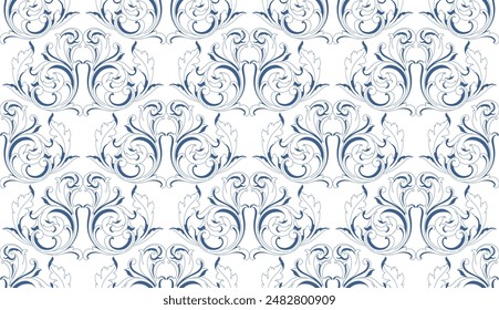 Damask vector seamless pattern. Vintage, paisley elements. Traditional, Turkish motifs. Great for fabric and textile, wallpaper, Black and white pattern. Tribal background