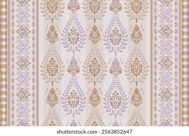Damask vector seamless pattern. Vintage, paisley elements. Traditional, Turkish motifs. Great for fabric and textile, wallpaper, packaging .Oriental Flora Damask Seamless Pattern.