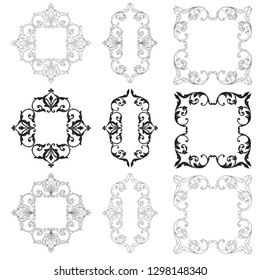 Damask vector set of vintage elements for design. Baroque Decorative design element filigree calligraphy vector. You can use for wedding decoration of greeting card and laser cutting.