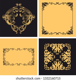 Damask vector set of vintage elements for design. Baroque Decorative design element filigree calligraphy vector. You can use for wedding decoration of greeting card and laser cutting