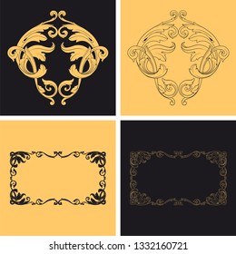 Damask vector set of vintage elements for design. Baroque Decorative design element filigree calligraphy vector. You can use for wedding decoration of greeting card and laser cutting