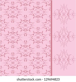 Damask vector style. Perfect for invitations and ornate backgrounds. Wedding card or invitation with abstract damask background. Abstract greeting card. Seamless swatch.