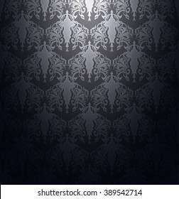 Damask vintage abstract pattern texture black background seamless design vector