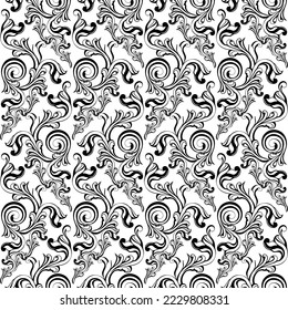 Giro de ornamento barroco de damascal vintage. Giro de escudo heráldico monograma victoriano. Patrón retro de hoja floral borde follaje antiguo acantácea caligrafía grabado tatuaje. patrón transparente