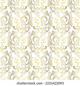 Damask vintage baroque scroll ornament swirl. Victorian monogram heraldic shield swirl. Retro floral leaf pattern border foliage antique  acanthus calligraphy engraved tattoo. seamless pattern