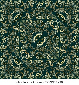 Damask vintage baroque scroll ornament swirl. Victorian monogram heraldic shield swirl. Retro floral leaf pattern border foliage antique  acanthus calligraphy engraved tattoo. seamless pattern