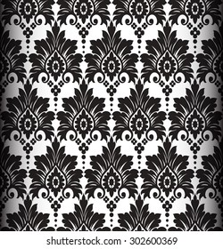 Damask vintage floral background pattern, vector illustration.