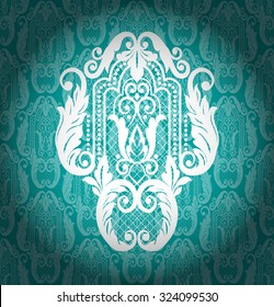 Damask vintage floral  pattern background, vector illustration.