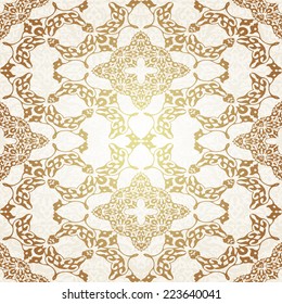 Damask vintage floral seamless  background.  Pattern in luxury style. Wallpaper in traditional muslim motifs.Vector illustration.