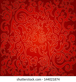 Damask vintage floral seamless pattern background, vector illustration.
