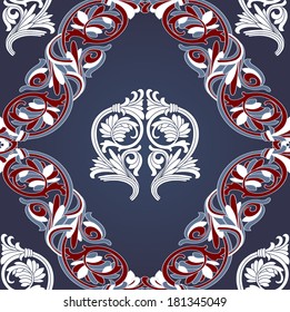 Damask vintage floral seamless pattern background, Vector illustration.