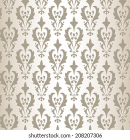 Damask vintage floral seamless  pattern background, vector  illustration.