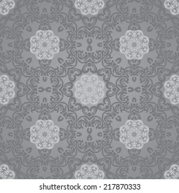 Damask vintage floral seamless pattern background, vector illustration.