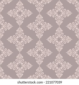 Damask vintage floral seamless pattern background, vector illustration.