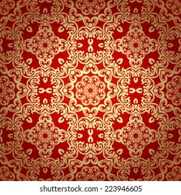 Damask vintage floral seamless pattern ,Victorian style background. Vector illustration.