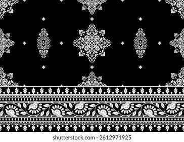 Damask Vintage Floral Seamless Pattern Background, Ethnic pattern traditional, Vintage background abstract design for texture, fabric, clothing, wrapping, decoration.