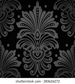 Damask vintage floral seamless pattern background, vector illustration.
