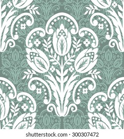 Damask vintage floral seamless pattern background, vector 