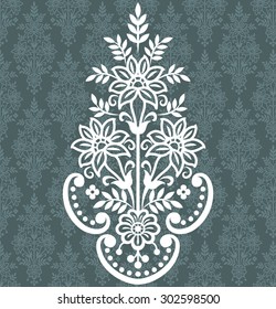 Damask vintage floral seamless pattern background, vector