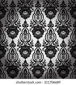 Damask vintage floral seamless pattern background, vector illustration.