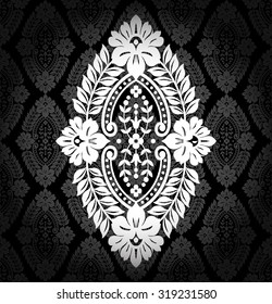 Damask vintage floral seamless pattern background, vector illustration.