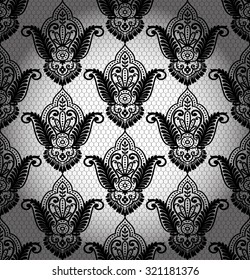 Damask vintage floral seamless pattern background, vector illustration.