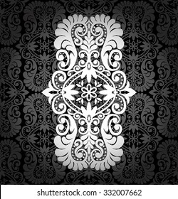 Damask vintage floral seamless pattern background, vector illustration.