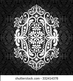 Damask vintage floral seamless pattern background, vector illustration.