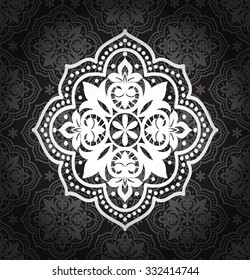 Damask vintage floral seamless pattern background, vector illustration.