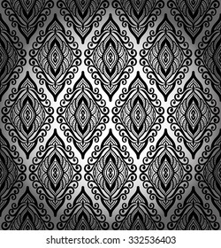Damask vintage floral seamless pattern background, vector illustration.