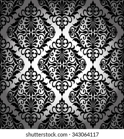 Damask vintage floral seamless pattern background, vector illustration.