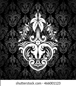 Damask vintage floral seamless pattern background, vector illustration.
