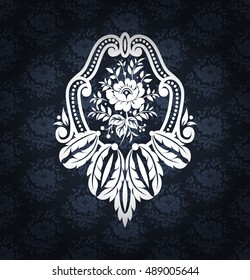 Damask vintage floral seamless pattern background, vector illustration.