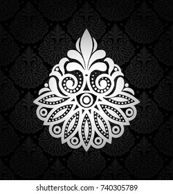 Damask vintage floral seamless pattern background, vector illustration.