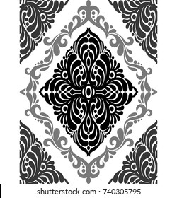 Damask vintage floral seamless pattern background, vector illustration.