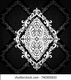 Damask vintage floral seamless pattern background, vector illustration.