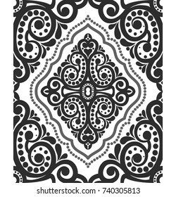 Damask vintage floral seamless pattern background, vector illustration.