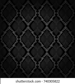 Damask vintage floral seamless pattern background, vector illustration.