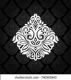 Damask vintage floral seamless pattern background, vector illustration.