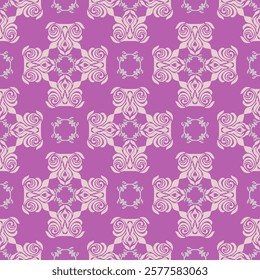 Damask vintage oriental vector classic cream and pink pattern. Seamless abstract background. Design for curtains, carpet, tiles, ceramic pottery, and clothing.