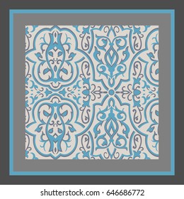 Damask vintage pattern on gray background