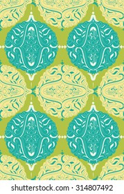 Damask vintage seamless pattern for design of packaging, paper, textiles and decoupage. Vector illustration